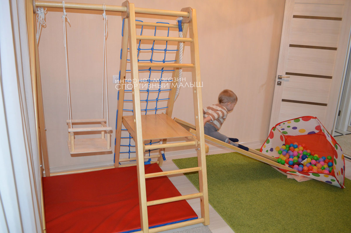 ДСК Карапуз в деревянном варианте. Складной комплекс для раннего физического развития детей.